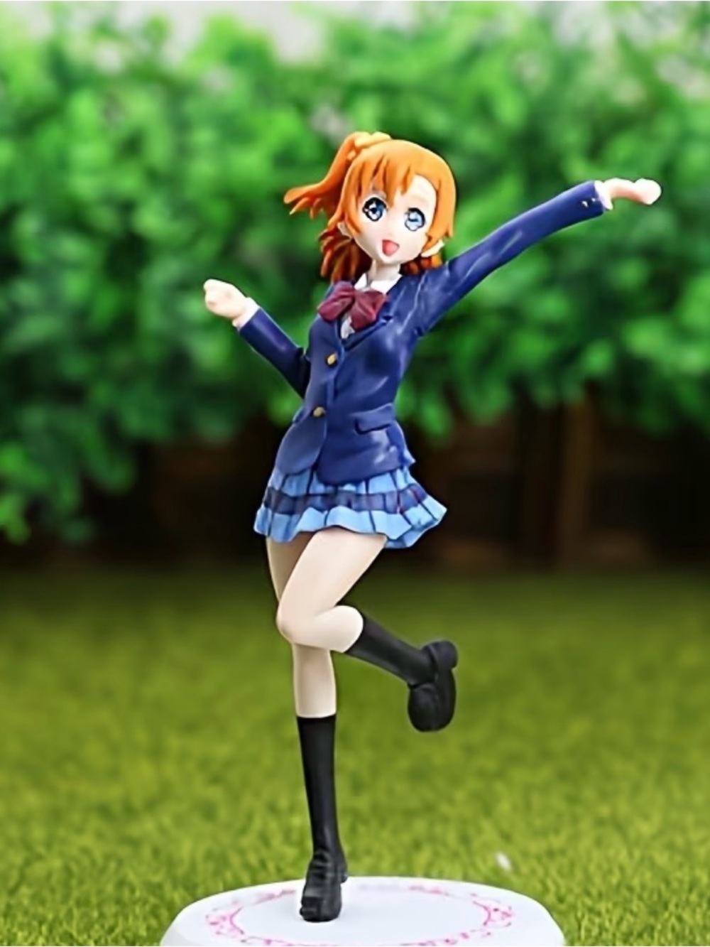 Anime Schoolgirl Figurine in Navy and Sky Blue